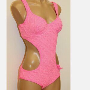 NWT Coco Rave Swimsuit one piece Monokini Bra sized Cup Pink Underwire